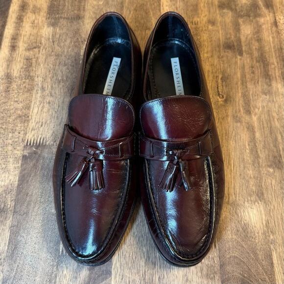 Florsheim Men’s Como Tassel Heeled Leather Loafer Shoe Black Cherry Sz 10.5 EEE - Picture 7 of 13